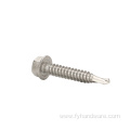 Stainless steel roofing screws with the nylon washer